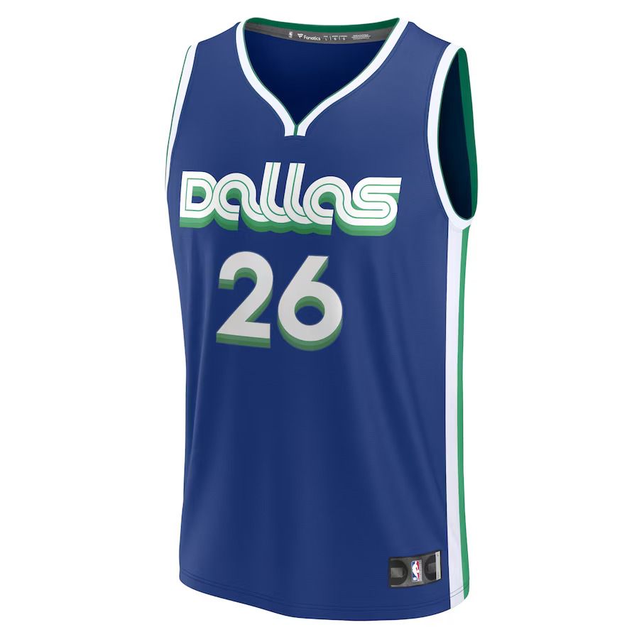 Men Dallas Mavericks #26 Spencer Dinwiddie Fanatics Branded Blue 2022-23 Fastbreak NBA Jersey